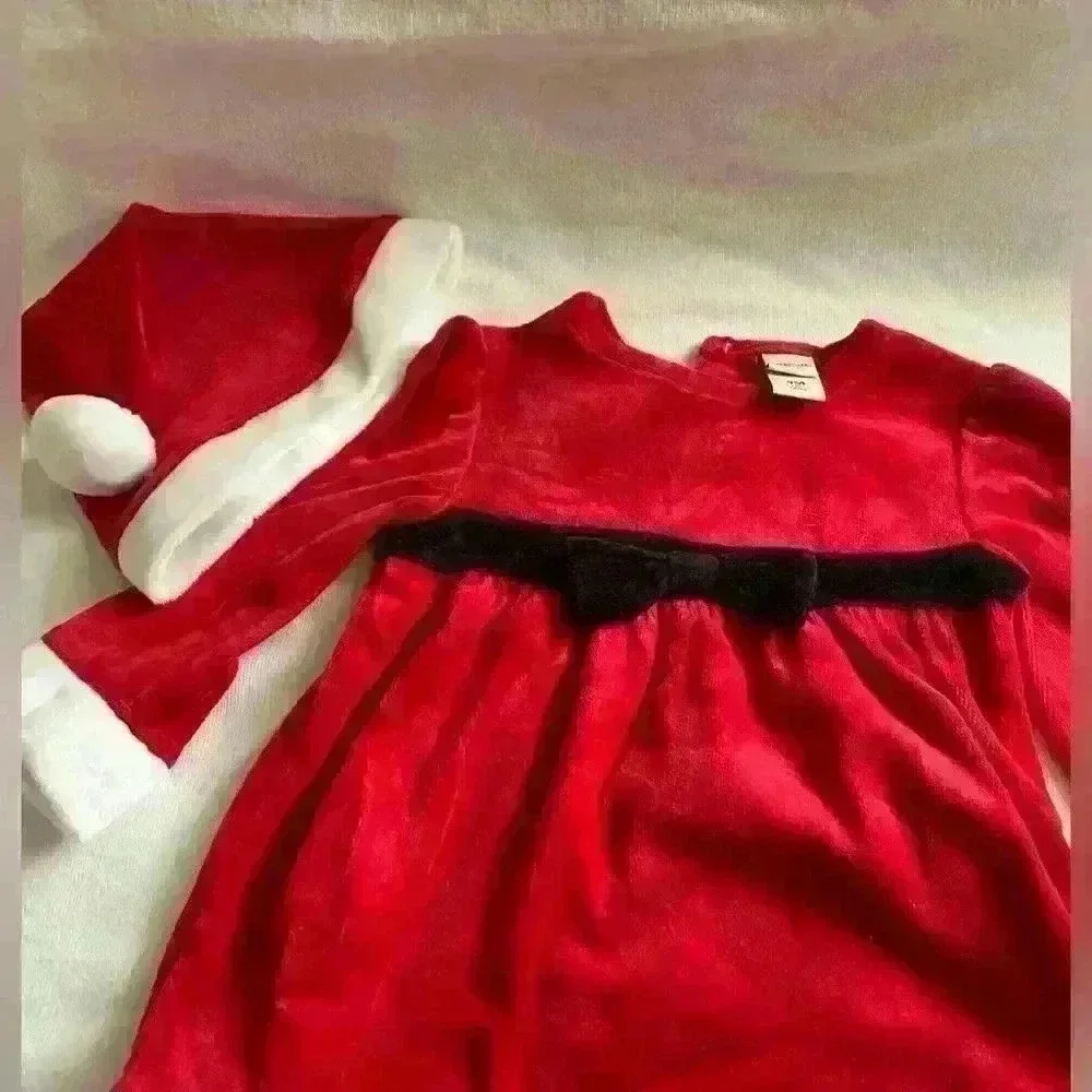 Baby Girl Velvet Christmas/ Santa Dress, 9 Months